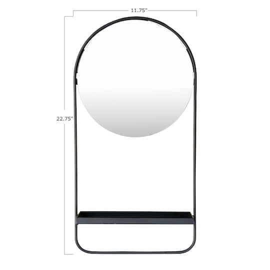 Hello Honey® 23" Metal Wall Mirror, Shelf & Hanging Rod